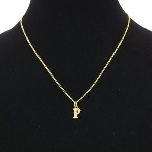 🌟 All Solid 18K Gold Figaro P Initial Pendant